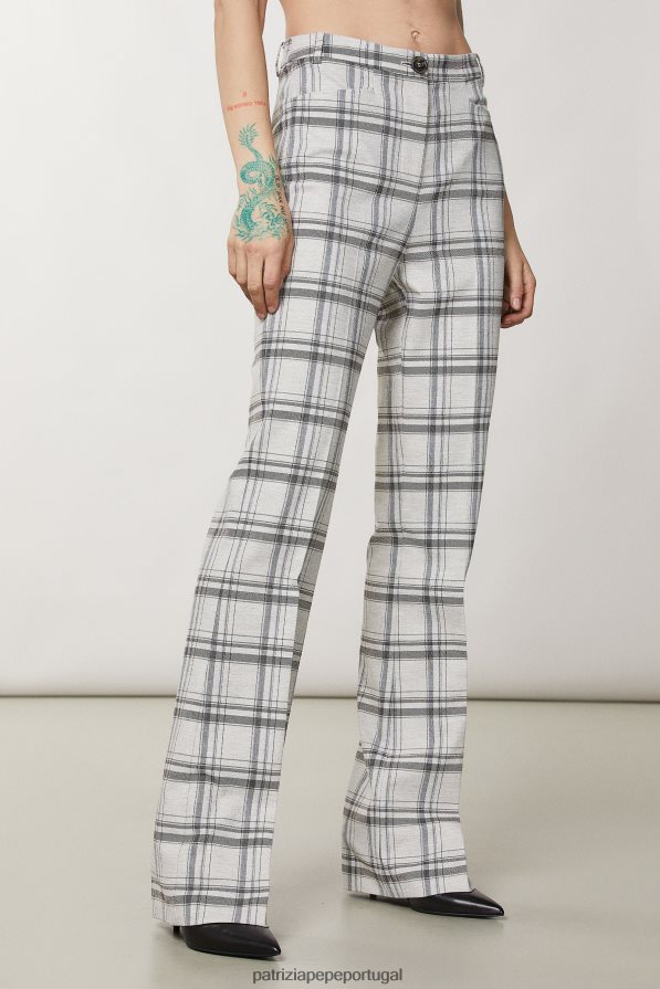 Patrizia Pepe mulheres calça regular de viscose xadrez cinza mineral vestuário TX086V118