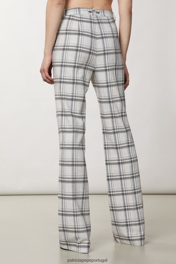 Patrizia Pepe mulheres calça regular de viscose xadrez cinza mineral vestuário TX086V118