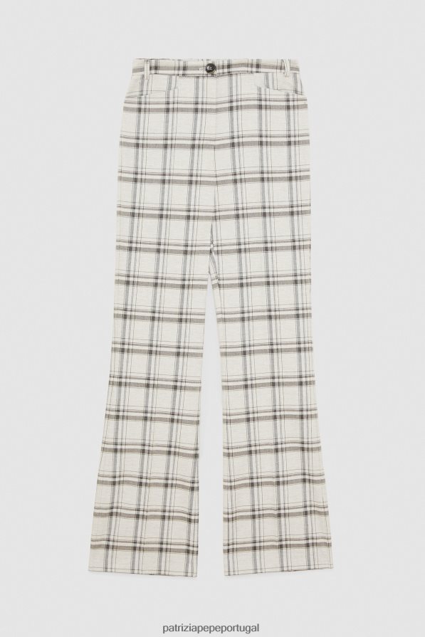 Patrizia Pepe mulheres calça regular de viscose xadrez cinza mineral vestuário TX086V118