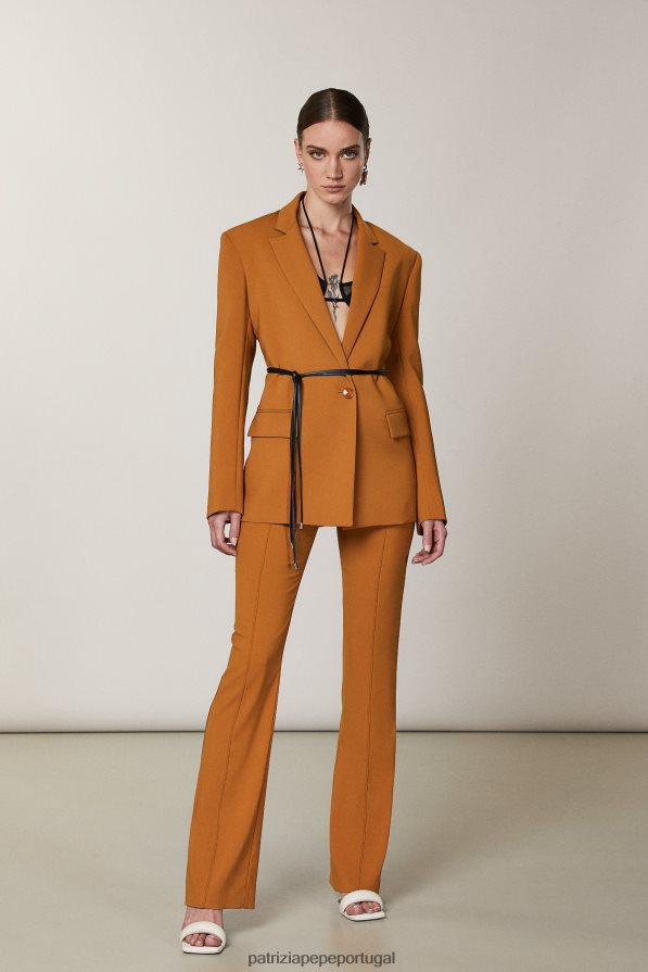 Patrizia Pepe mulheres calças essenciais de cintura alta marrom picante vestuário TX086V543