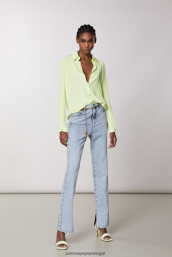 Patrizia Pepe mulheres calça jeans cintura alta com fenda índigo vintage claro vestuário TX086V419