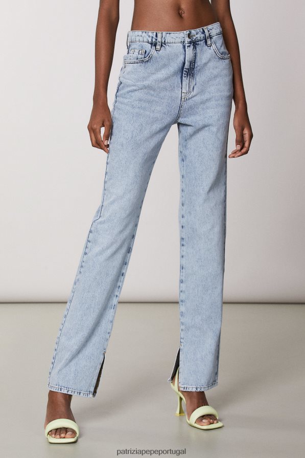 Patrizia Pepe mulheres calça jeans cintura alta com fenda índigo vintage claro vestuário TX086V419