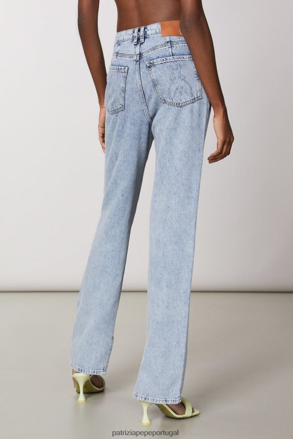 Patrizia Pepe mulheres calça jeans cintura alta com fenda índigo vintage claro vestuário TX086V419