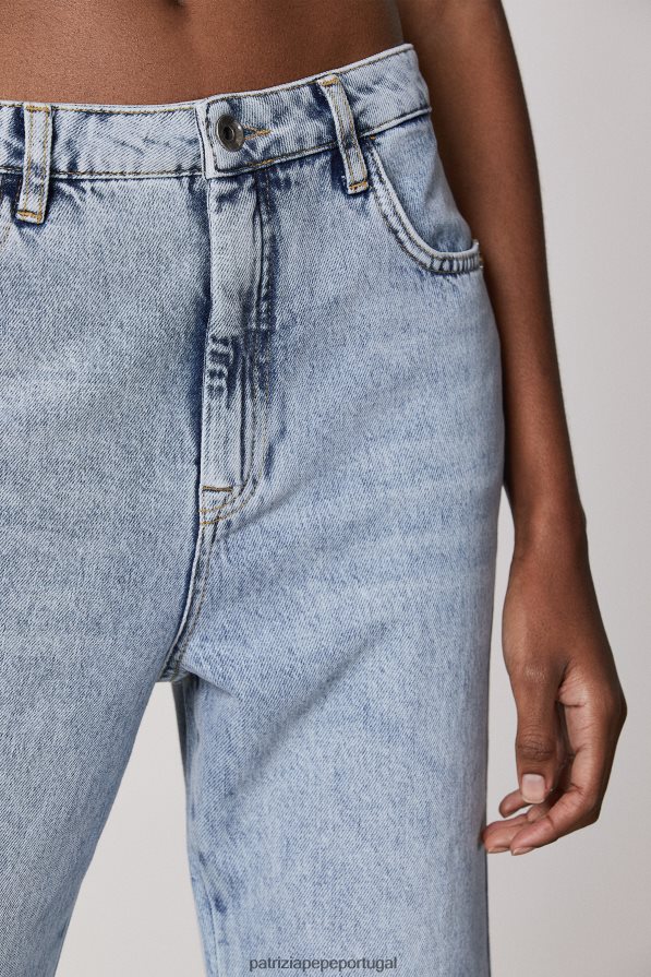Patrizia Pepe mulheres calça jeans cintura alta com fenda índigo vintage claro vestuário TX086V419