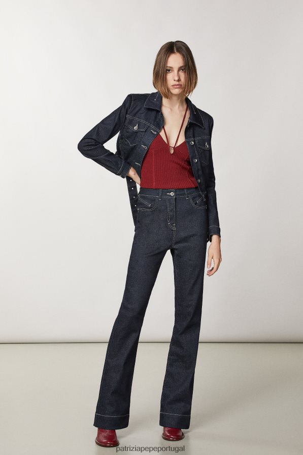 Patrizia Pepe mulheres calça jeans confortável lavagem da marinha da meia-noite vestuário TX086V94