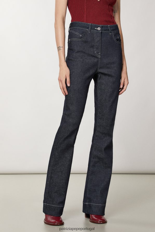 Patrizia Pepe mulheres calça jeans confortável lavagem da marinha da meia-noite vestuário TX086V94