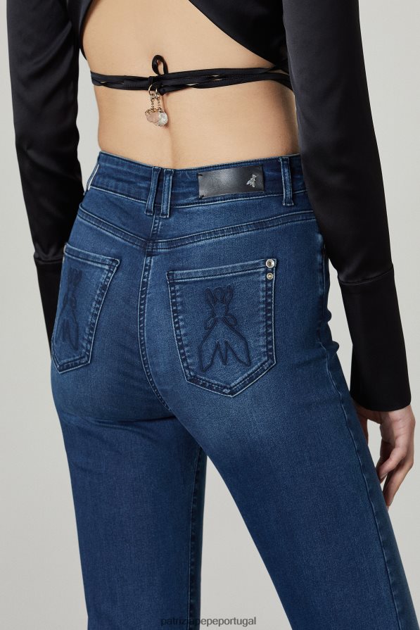 Patrizia Pepe mulheres calça jeans flare azul lavado vestuário TX086V672