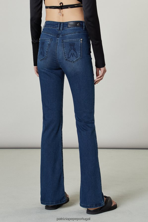 Patrizia Pepe mulheres calça jeans flare azul lavado vestuário TX086V672