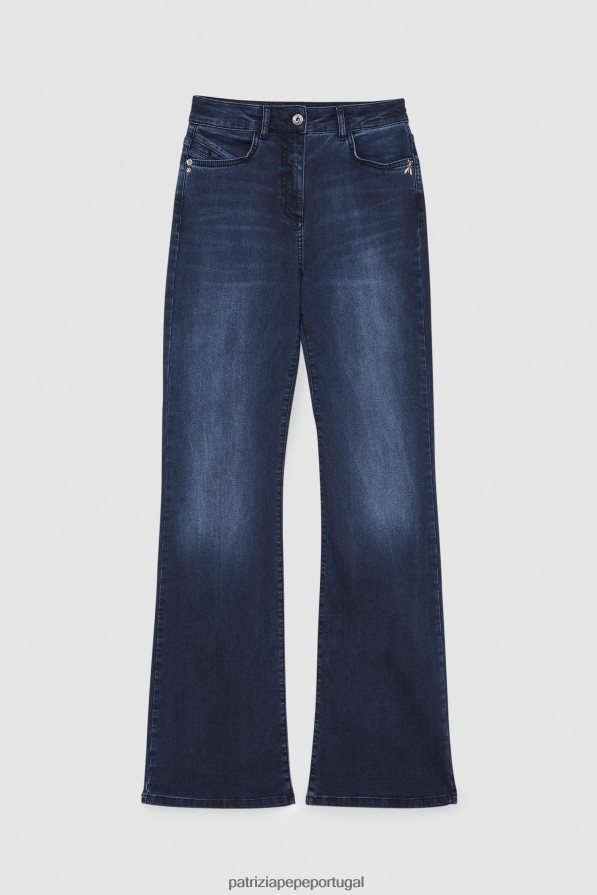 Patrizia Pepe mulheres calça jeans flare azul lavado vestuário TX086V672