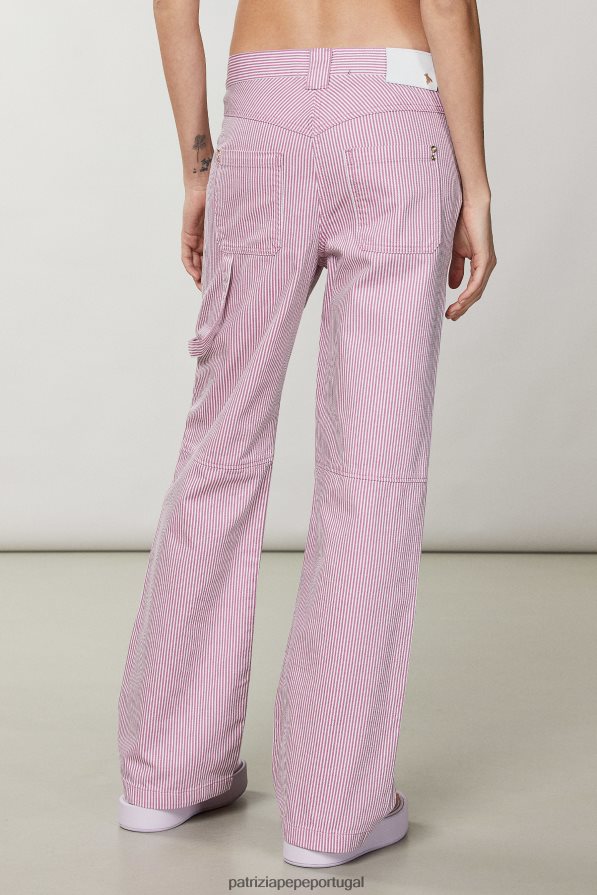 Patrizia Pepe mulheres calça jeans listrada listras malva vestuário TX086V606