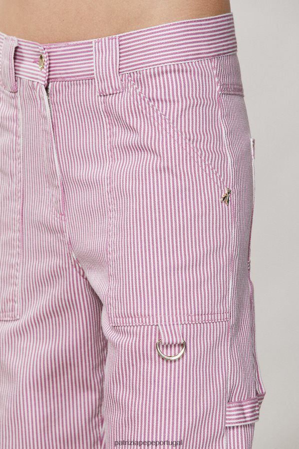Patrizia Pepe mulheres calça jeans listrada listras malva vestuário TX086V606