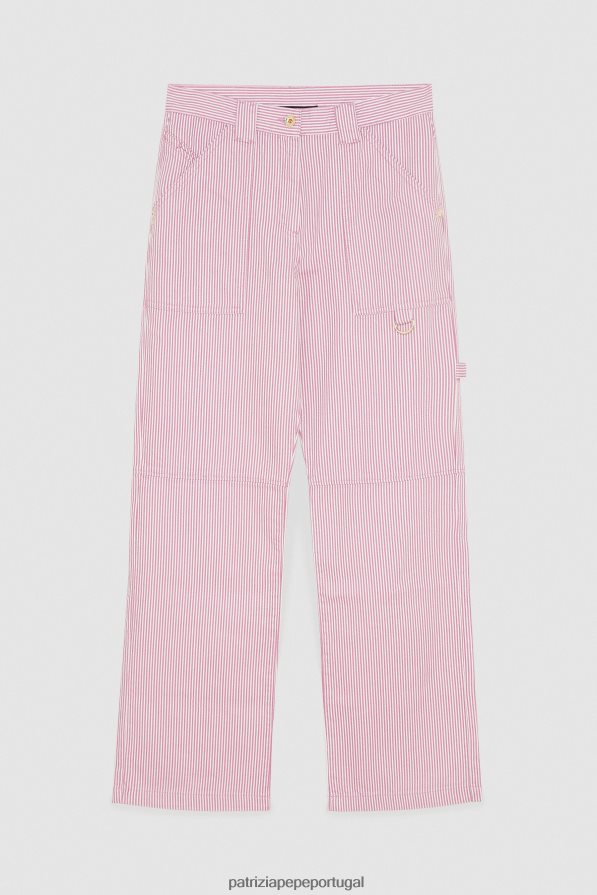 Patrizia Pepe mulheres calça jeans listrada listras malva vestuário TX086V606