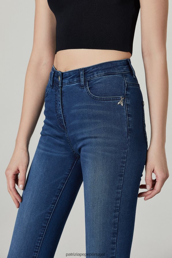 Patrizia Pepe mulheres calça jeans skinny cintura normal azul lavado vestuário TX086V598