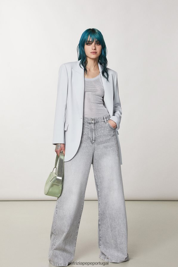 Patrizia Pepe mulheres calças de algodão macio lavagem cinza mineral vestuário TX086V126