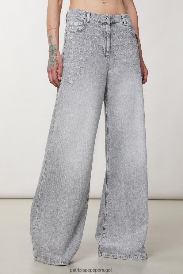 Patrizia Pepe mulheres calças de algodão macio lavagem cinza mineral vestuário TX086V126