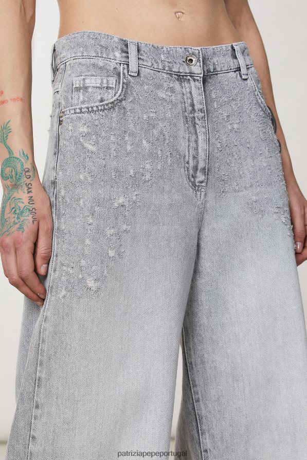 Patrizia Pepe mulheres calças de algodão macio lavagem cinza mineral vestuário TX086V126