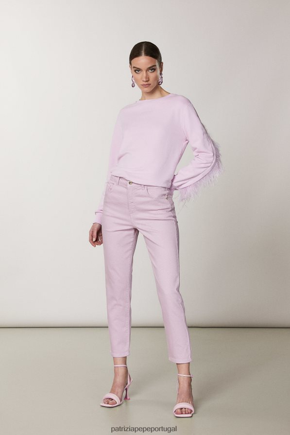 Patrizia Pepe mulheres calças de cintura alta lavagem lilás fresca vestuário TX086V474