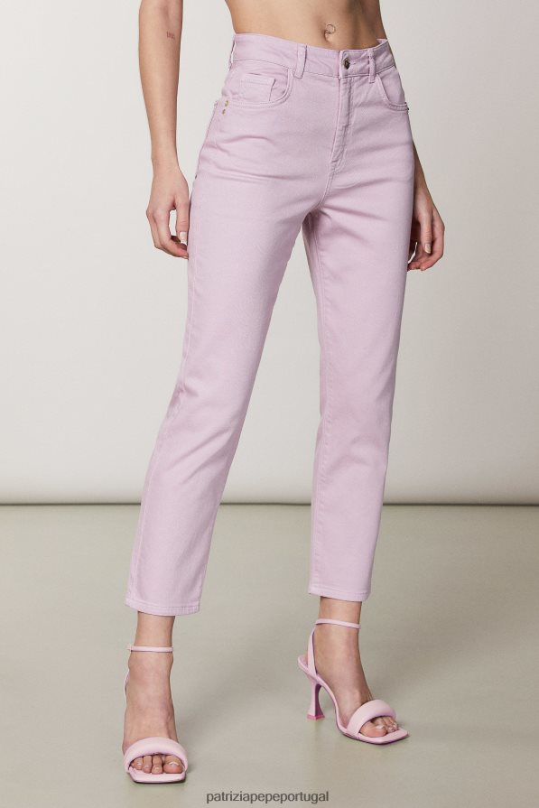 Patrizia Pepe mulheres calças de cintura alta lavagem lilás fresca vestuário TX086V474