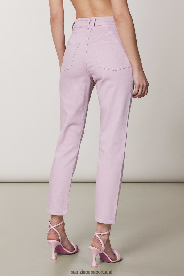 Patrizia Pepe mulheres calças de cintura alta lavagem lilás fresca vestuário TX086V474