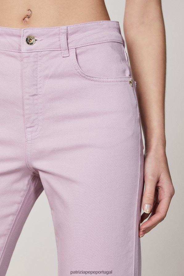 Patrizia Pepe mulheres calças de cintura alta lavagem lilás fresca vestuário TX086V474