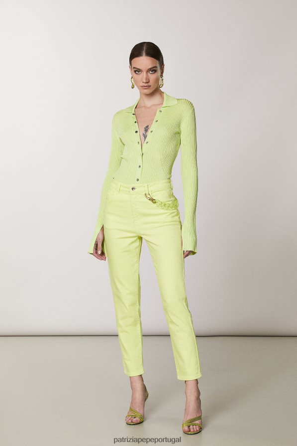 Patrizia Pepe mulheres calças de cintura alta limão ensolarado vestuário TX086V697