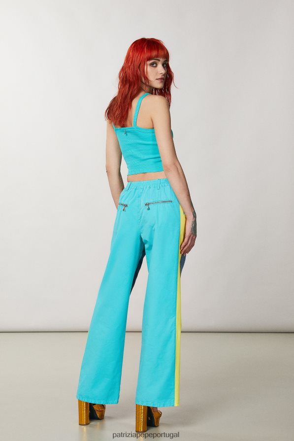 Patrizia Pepe mulheres calças multi-tecido lavagem jeans híbrida vestuário TX086V605