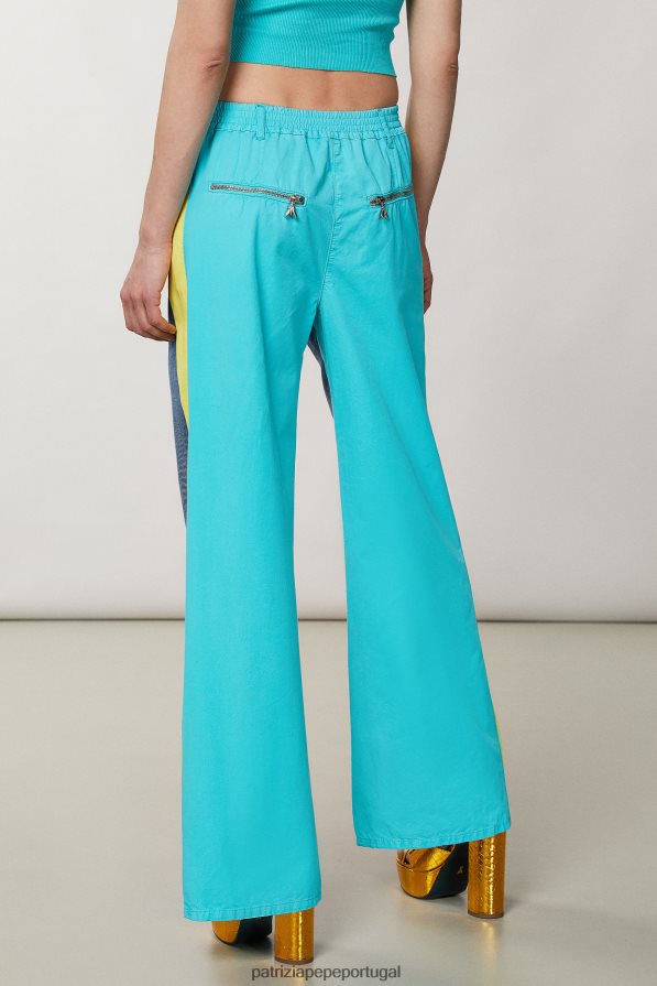 Patrizia Pepe mulheres calças multi-tecido lavagem jeans híbrida vestuário TX086V605