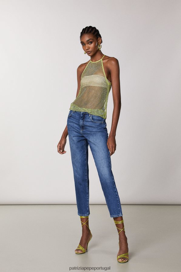 Patrizia Pepe mulheres jeans eco-sustentáveis lavagem índigo vintage vestuário TX086V678