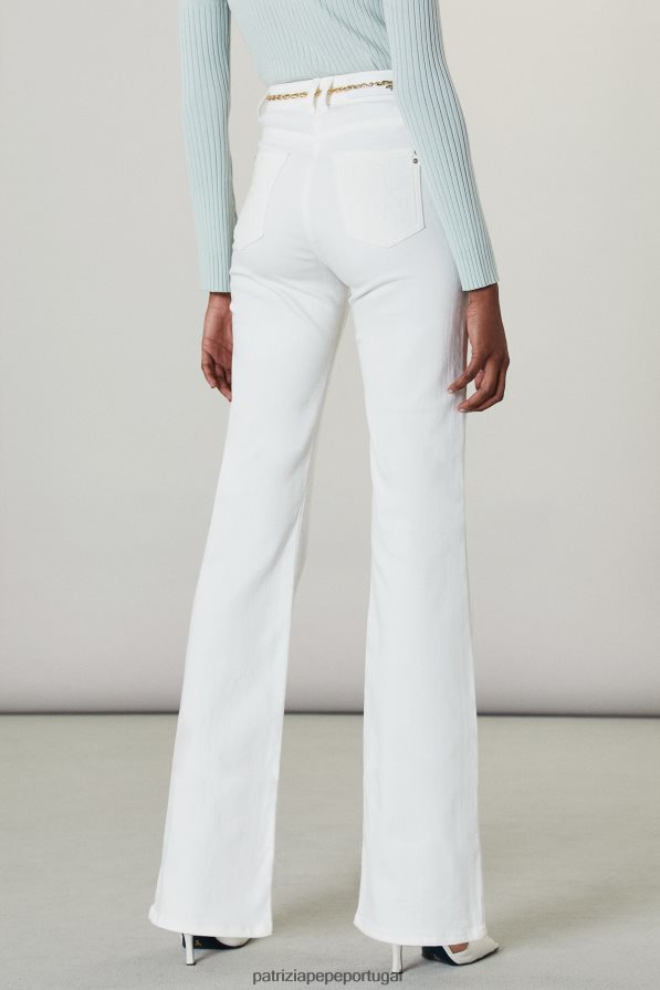 Patrizia Pepe mulheres jeggings bordados com mosca branco vestuário TX086V681