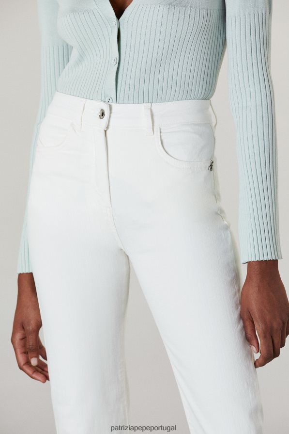 Patrizia Pepe mulheres jeggings bordados com mosca branco vestuário TX086V681