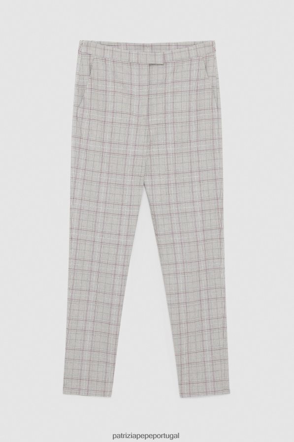 Patrizia Pepe mulheres calças de cintura média xadrez bege primavera vestuário TX086V491