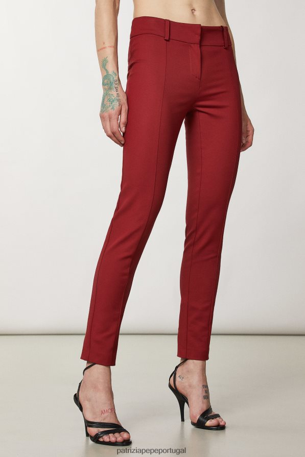 Patrizia Pepe mulheres calças justas vermelho marciano vestuário TX086V101