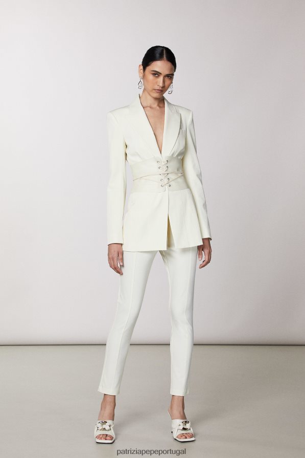 Patrizia Pepe mulheres calças skinny justas coco branco vestuário TX086V283