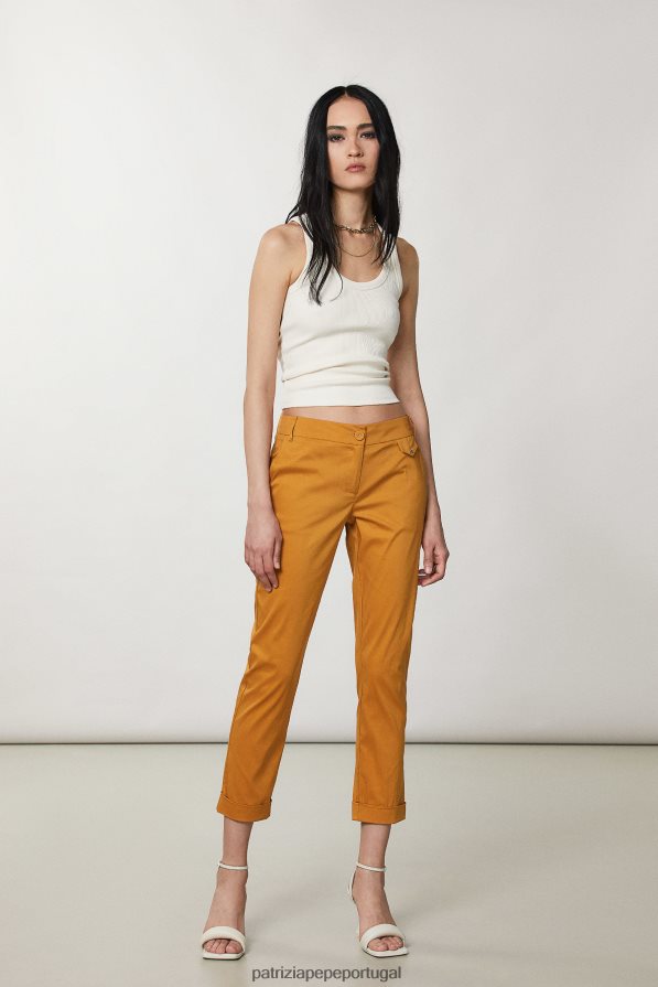 Patrizia Pepe mulheres chino de popeline de algodão caramelo de verão vestuário TX086V223