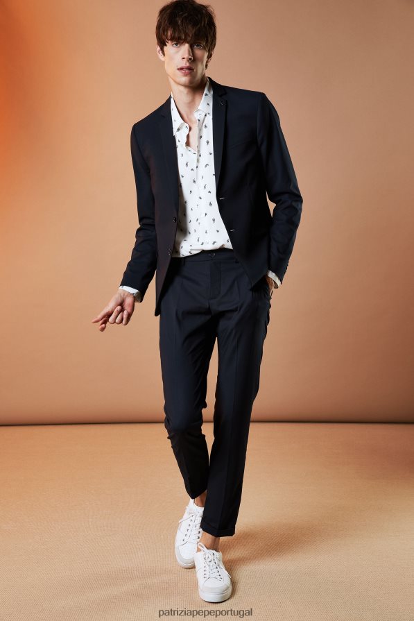 Patrizia Pepe homens calça cano curto em poliviscose marinha real vestuário TX086V1028