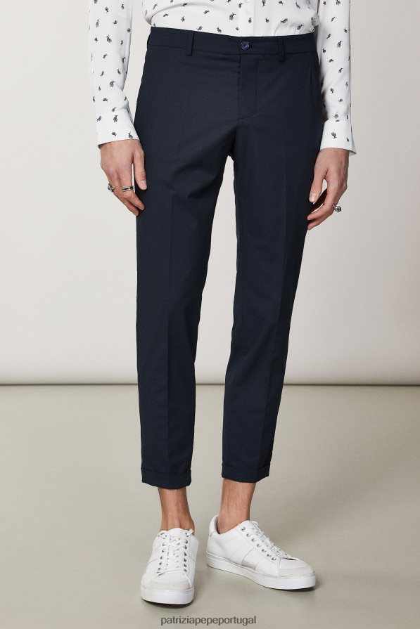 Patrizia Pepe homens calça cano curto em poliviscose marinha real vestuário TX086V1028