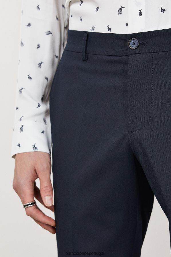 Patrizia Pepe homens calça cano curto em poliviscose marinha real vestuário TX086V1028