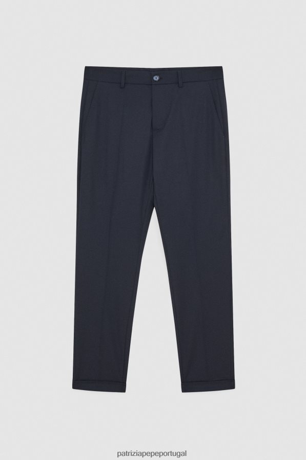 Patrizia Pepe homens calça cano curto em poliviscose marinha real vestuário TX086V1028