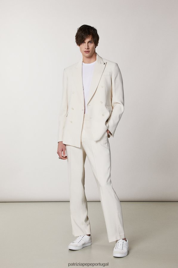 Patrizia Pepe homens calça de sarja reta branco amanteigado vestuário TX086V1017