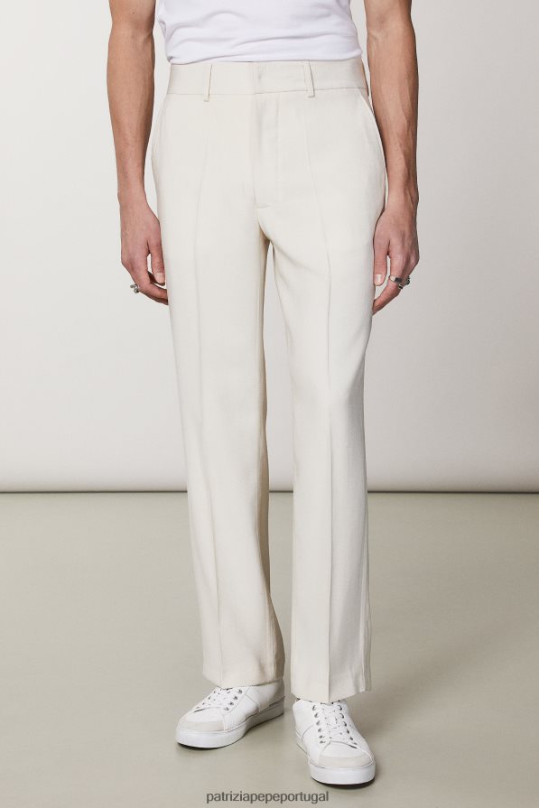 Patrizia Pepe homens calça de sarja reta branco amanteigado vestuário TX086V1017