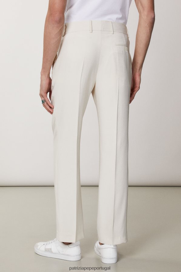 Patrizia Pepe homens calça de sarja reta branco amanteigado vestuário TX086V1017