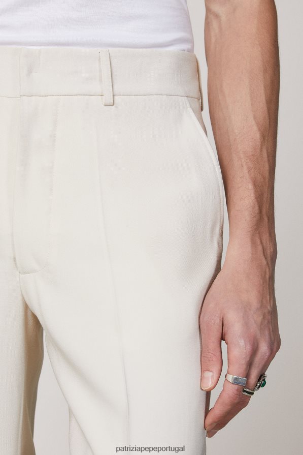 Patrizia Pepe homens calça de sarja reta branco amanteigado vestuário TX086V1017