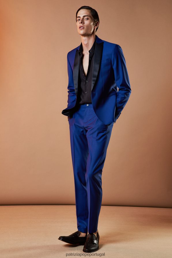 Patrizia Pepe homens calça slim fit de lã legal sino azul vestuário TX086V1020