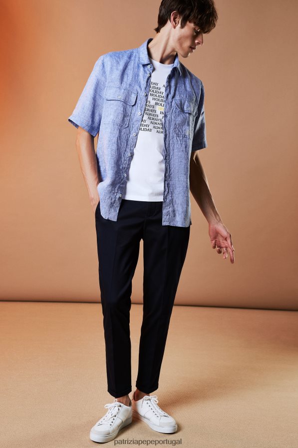 Patrizia Pepe homens calça slim fit no tornozelo marinha real vestuário TX086V1027