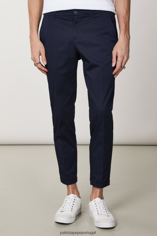 Patrizia Pepe homens calça slim fit no tornozelo marinha real vestuário TX086V1027