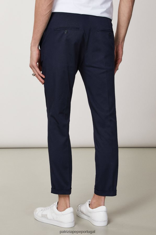 Patrizia Pepe homens calça slim fit no tornozelo marinha real vestuário TX086V1027