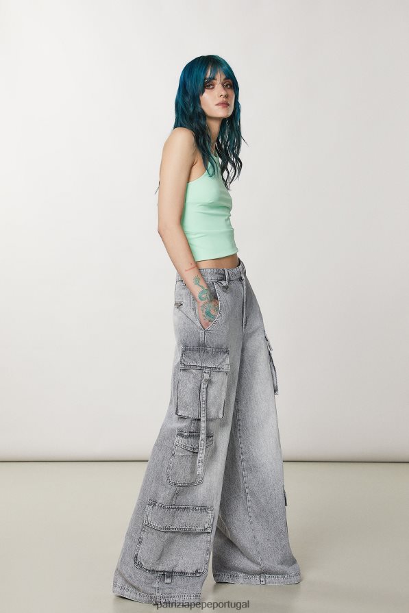 Patrizia Pepe mulheres calças cargo de algodão lavagem cinza mineral vestuário TX086V63