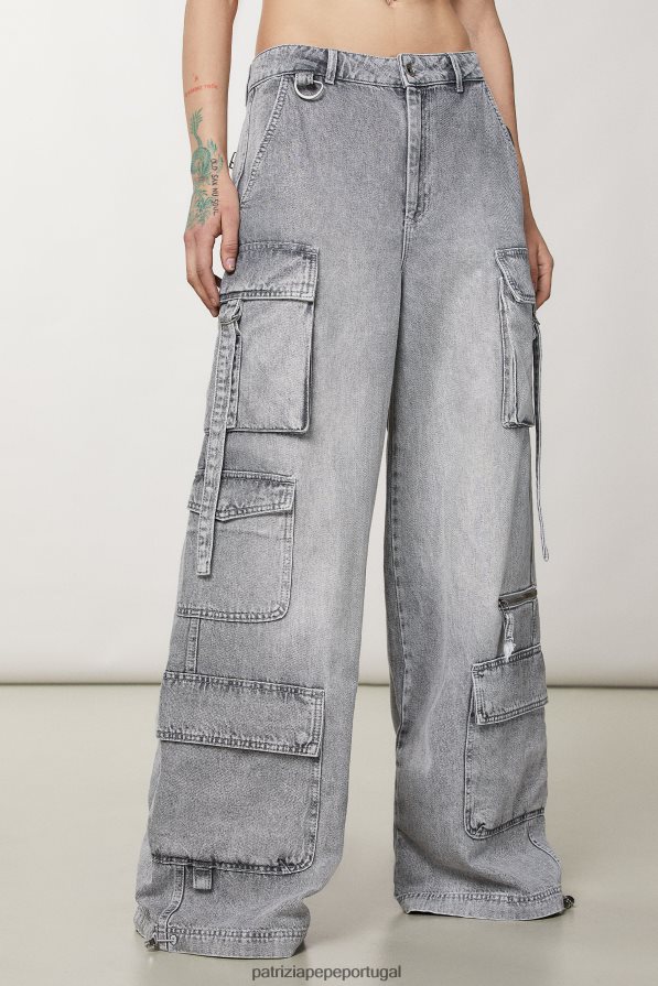Patrizia Pepe mulheres calças cargo de algodão lavagem cinza mineral vestuário TX086V63