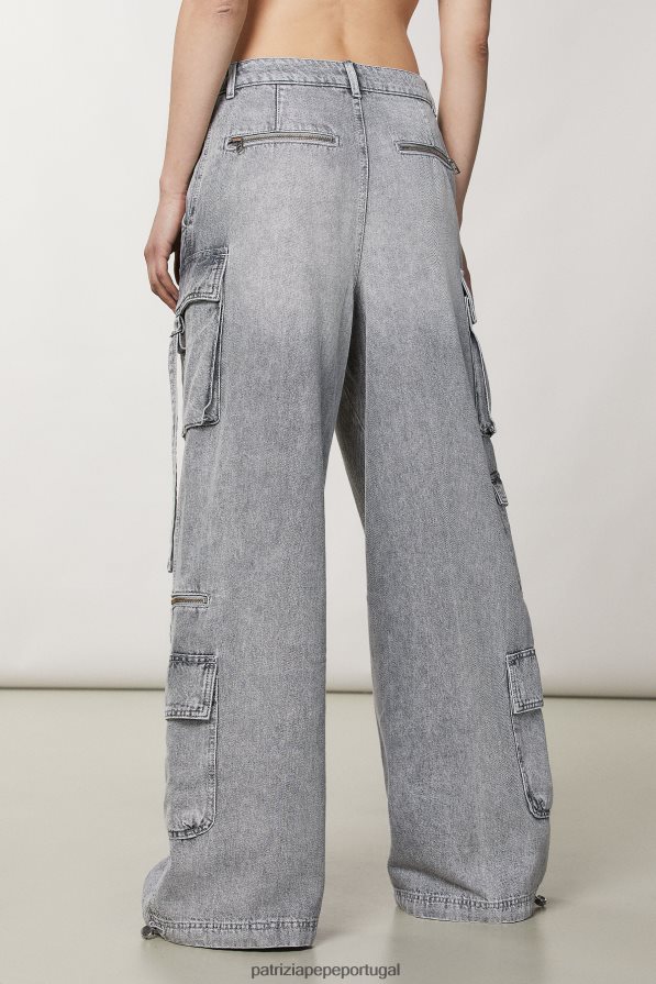Patrizia Pepe mulheres calças cargo de algodão lavagem cinza mineral vestuário TX086V63