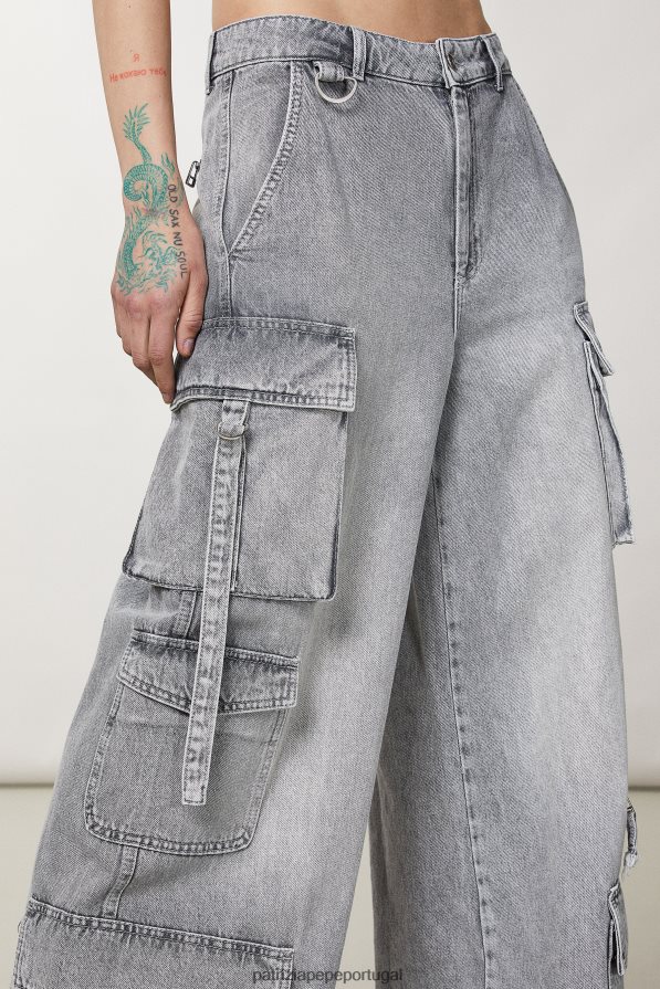 Patrizia Pepe mulheres calças cargo de algodão lavagem cinza mineral vestuário TX086V63